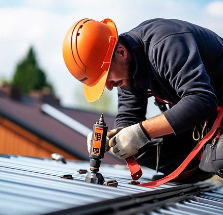 Goldenberg-Roofing-NYC-roof-repairing-and-replacement-workers-with-drill-machine